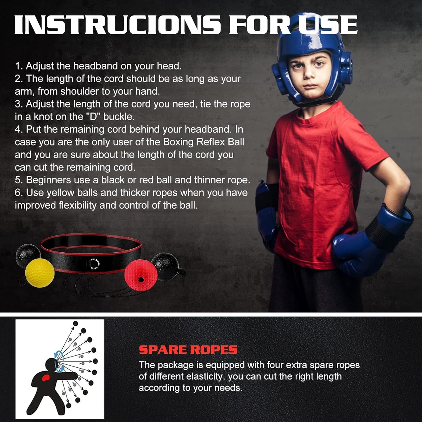 Boxing Reflex Ball Headband Set, Boxing Equipment, Include 4 Different Ball